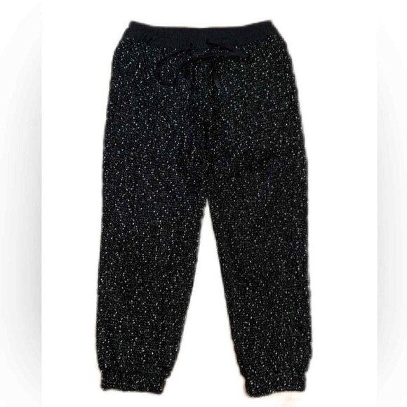 New Zara Tweed Textured Pull-On Black Jogger Pants Blogger Favorite NWT Medium - Picture 1 of 12